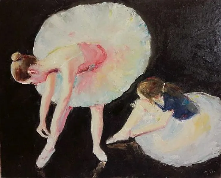 Peintures à l'huile deux ballerines